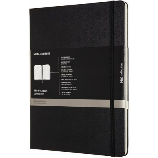 Notebook Undated Moleskine PRO 19 x 25 cm 192 pages Black (8058647620800)