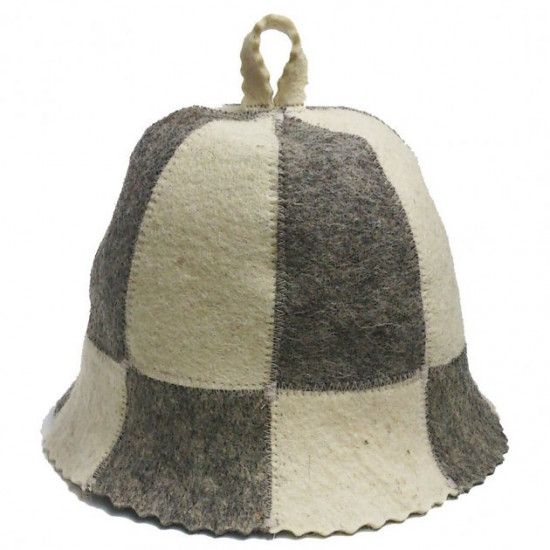 Bath and sauna hat Unomag Natural wool check