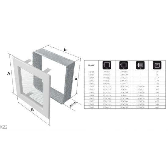  Рамка для решітки Kratki22/22