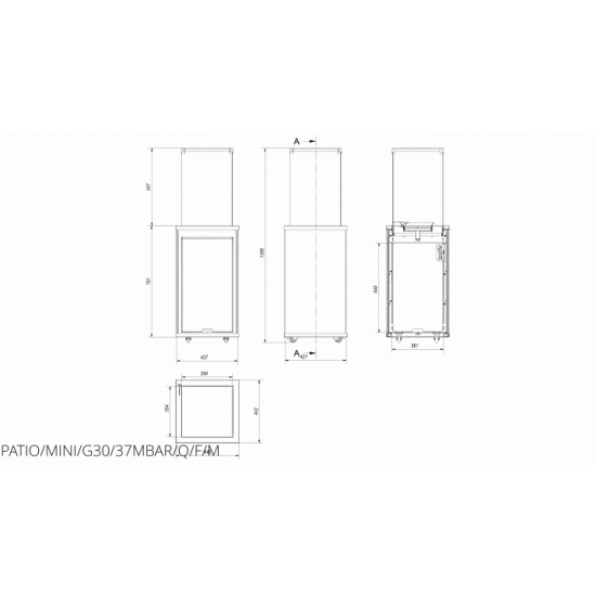 Газовий обігрівач Kratki PATIO MINI керамограніт FILO MERCURIO - пульт