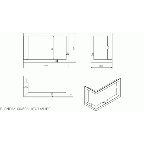 Kratki steel frame 90° for LUCY/14/L/BS, LUCY/14/SLIM/L/BS