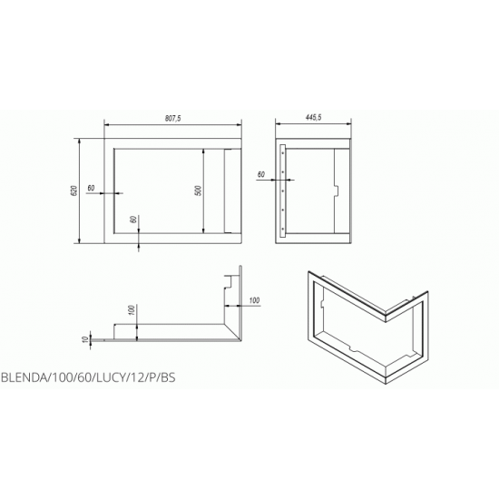 Kratki steel frame 90° for LUCY/12/P/BS, LUCY/12/SLIM/P/BS