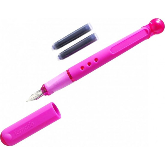 Left-handed fountain pen Herlitz Tornado L Pink Blue Pink body (8621377P)