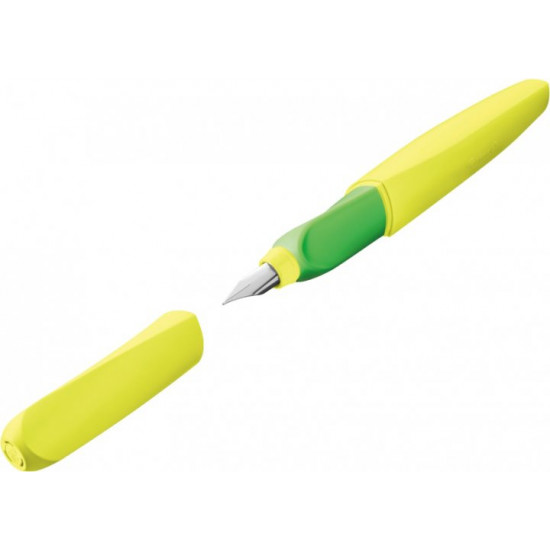 Ручка перова Pelikan Twist Neon Yellow стирається Синя Лимонний корпус (807272)