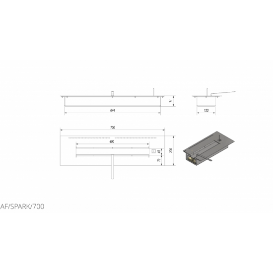 Container for biofireplace Kratki SPARK