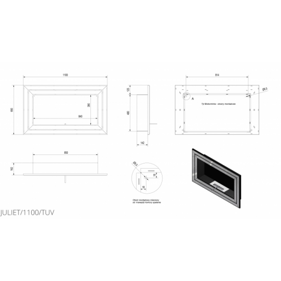 Біокамін Kratki JULIET 1100 із сертифікатом TUV