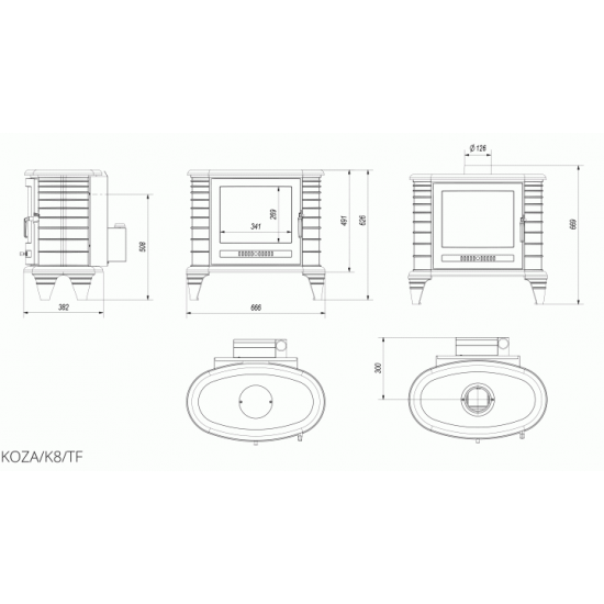 Flame stove Kratki KOZA K8 TURBOFAN