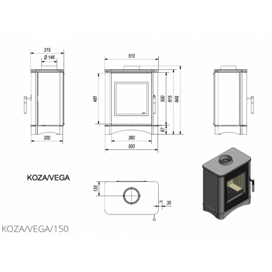 Flame stove Kratki KOZA VEGA ? 150