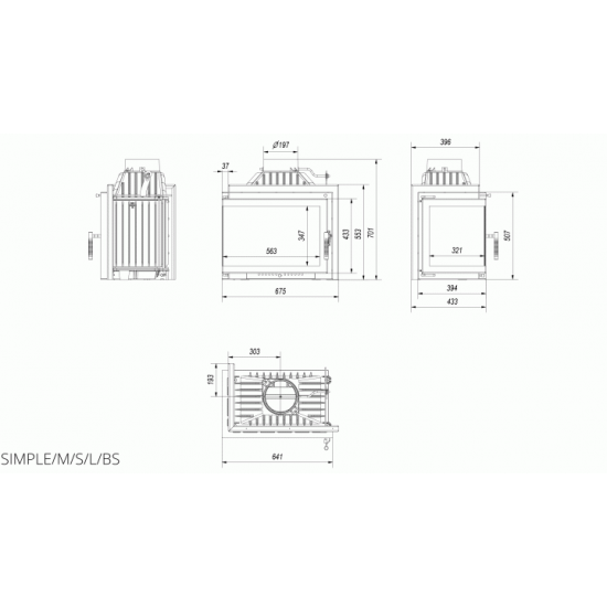  Камінна топка Kratki SIMPLE M/S 8 ліва BS