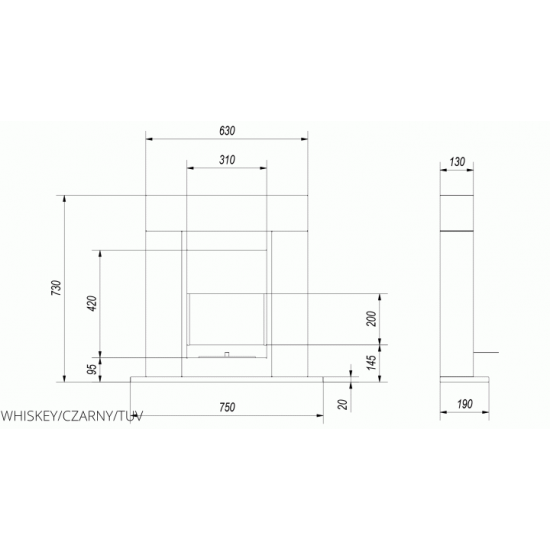 Біокамін Kratki WHISKEY чорний із сертифікатом TUV