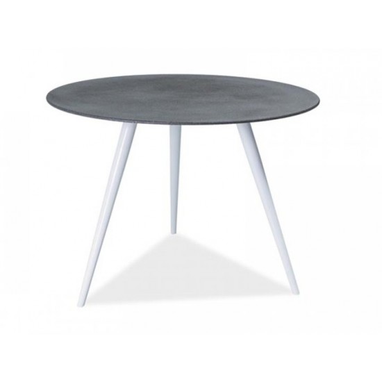 Dining table for living room, kitchen Evita 100x100 glass gray/metal white Signal