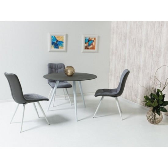 Dining table for living room, kitchen Evita 100x100 glass gray/metal white Signal