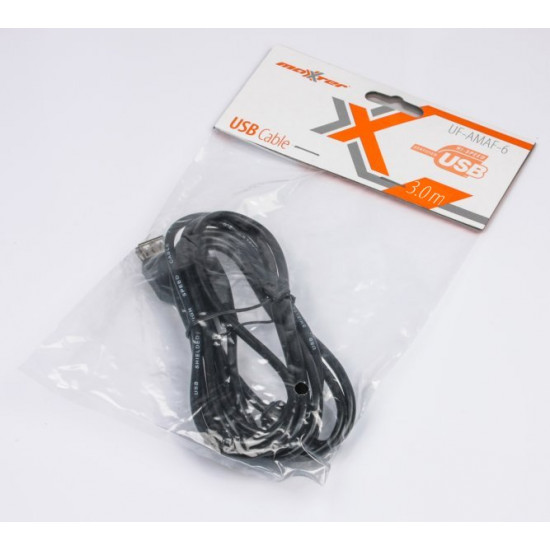 Extension cable Maxxter USB 2.0 3 m Black (U-AMAF-10)