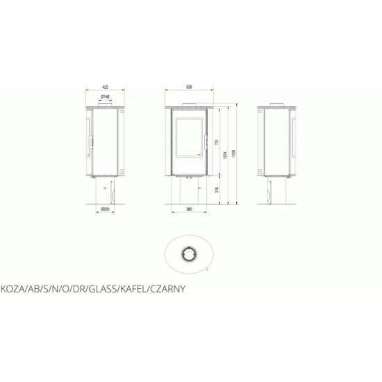 Opaluvalna pіch Kratki Koza ab s/n/o/dr glass kahel chorna