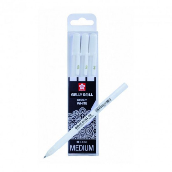 Set of gel pens Sakura Gelly Roll Medium 08 3 pcs White (POXPGBWH3)