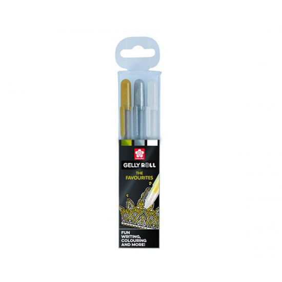 Set of gel pens Sakura Gelly Roll 3 pcs Gold Silver White (POXPGBMIX3A)