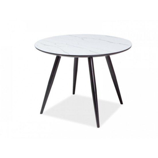 Dining table for living room, kitchen Ideal 100x75 glass, MDF white/black metal Signal