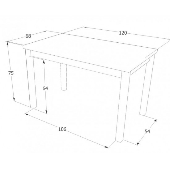 Dining table for living room, kitchen Adam 120x68 laminated chipboard lancelot oak/MDF black Signal