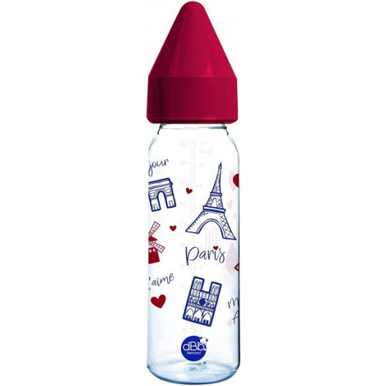 Remond glass bottle with silicone nipple for newborns Paris 240 ml red (103823)