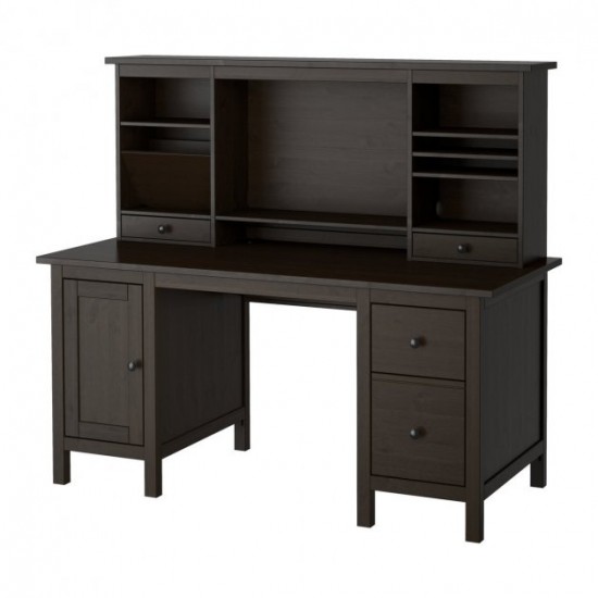 IKEA HEMNES desk with shelves black-brown (090.005.00)