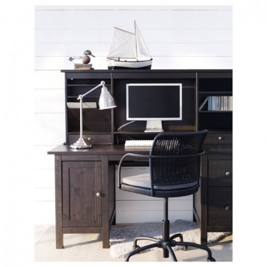 IKEA HEMNES desk with shelves black-brown (090.005.00)