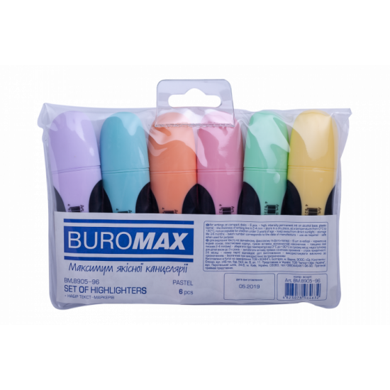 Набір текст маркерів Buromax Pastel 6 шт (BM.8905-96)