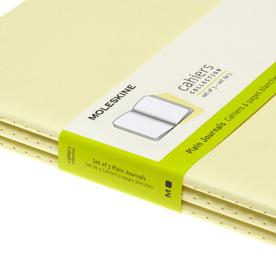 3 Moleskine Cahier notebooks large yellow CH023M23