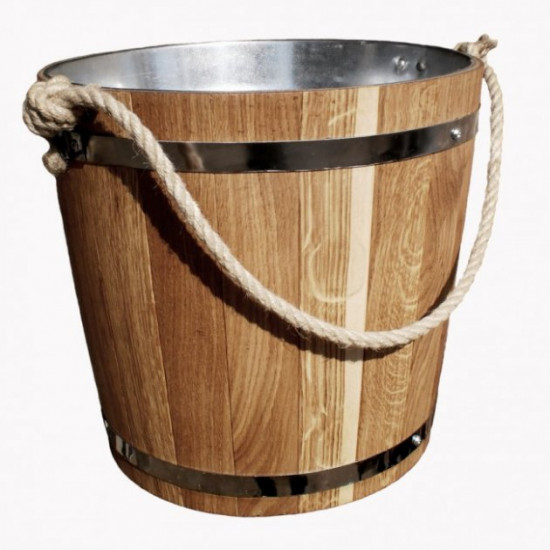 Bath bucket oak with metal insert 15 l.