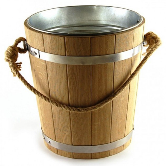 Bath bucket oak with metal insert 12 l.