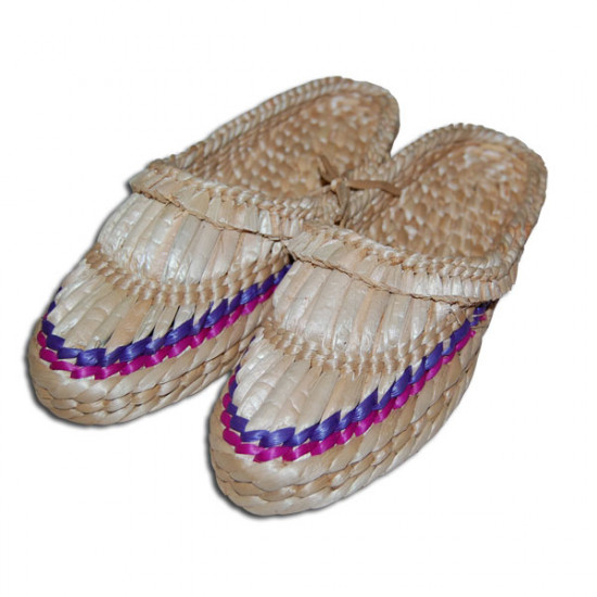 Woven cattail bast shoes (size 40)