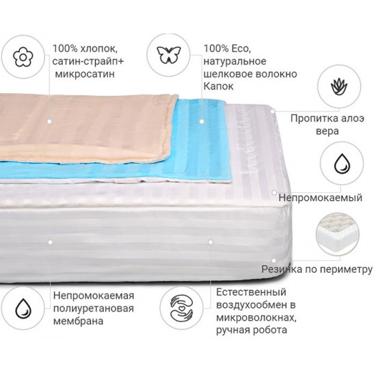 Mattress cover MirSon Valentino Waterproof Aloe Vera 304/1 200x220 (2200000353818)