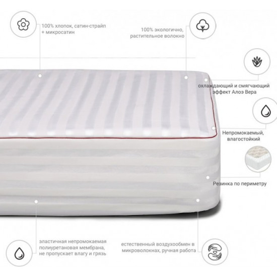 Cotton mattress cover MirSon DeLuxe Cotton Aloe Vera 271 80x160 (2200000370556)