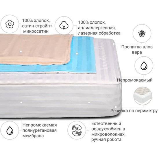  Наматрасник антиаллергенный MirSon Waterproof Eco Aloe Vera Valentino 234/1 150x200 (2200000378200)