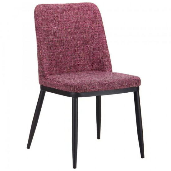 Dining chair for kitchen, cafe, bar Vittorio black metal/purple melange fabric AMF