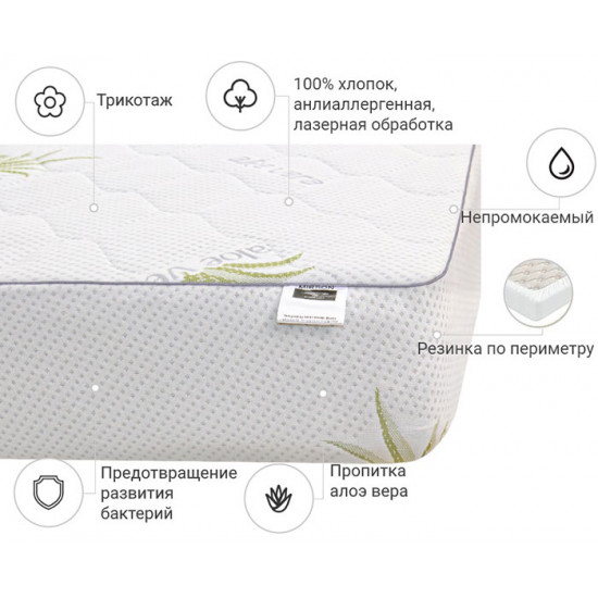 Наматрацник MirSon №1004 Alberto Eco Aloe Vera 140х200 см (2200001490956)