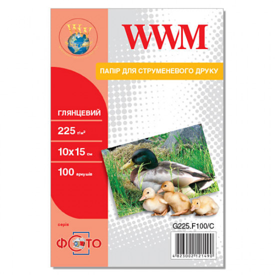 Photo paper WWM 10cm x 15cm 225gsm 100l glossy (G225.F100/C)