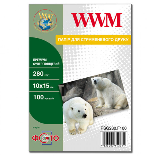 Photo paper WWM 10cm x 15cm 280gsm 100l super glossy (PSG280.F100)