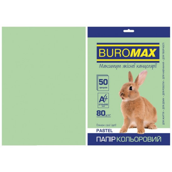 Папір кольоровий А4 Buromax PASTEL 80гм2 світло-зелений 50л. (BM.2721250-15)