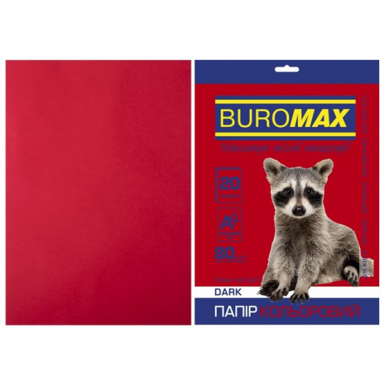 Папір кольоровий А4 Buromax DARK 80гм2 бордовий 20л. (BM.2721420-13)