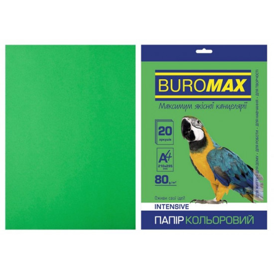 Папір кольоровий А4 Buromax INTENSIV 80гм2 зелений 20л.(BM.2721320-04)