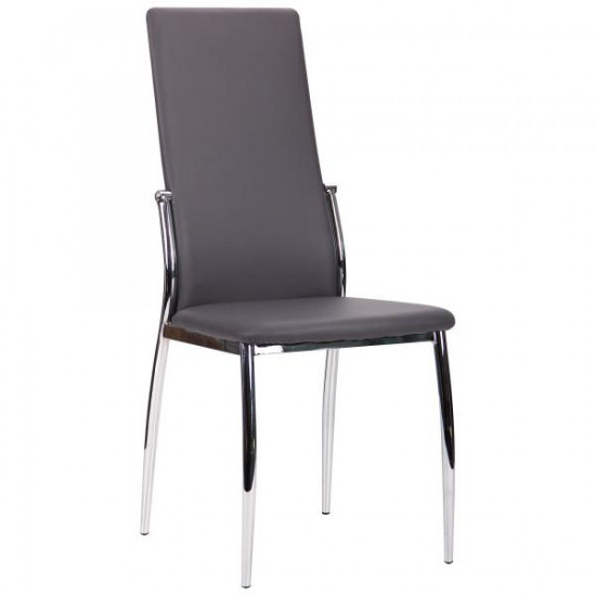 Dining chair for kitchen, cafe, bar Carter metal chrome/leatherette graphite AMF