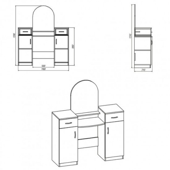 Dressing table Companit Trumo-2 ecco walnut