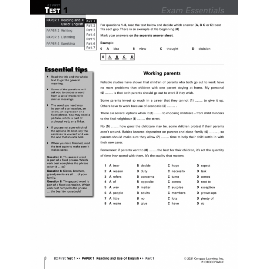 Exam Essentials. Cambridge B2 Перший практика Test 1 with key