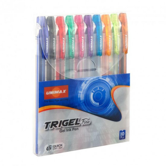 Set of gel pens Unimax Trigel-3 10 colors 1mm (UX-132-20)