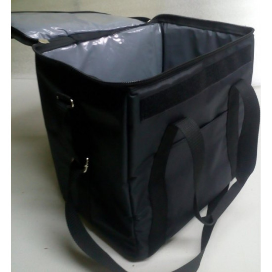 Thermal bag for courier delivery of food and drinks with a zipper under the valve. Dolphin 35x25 cm Black