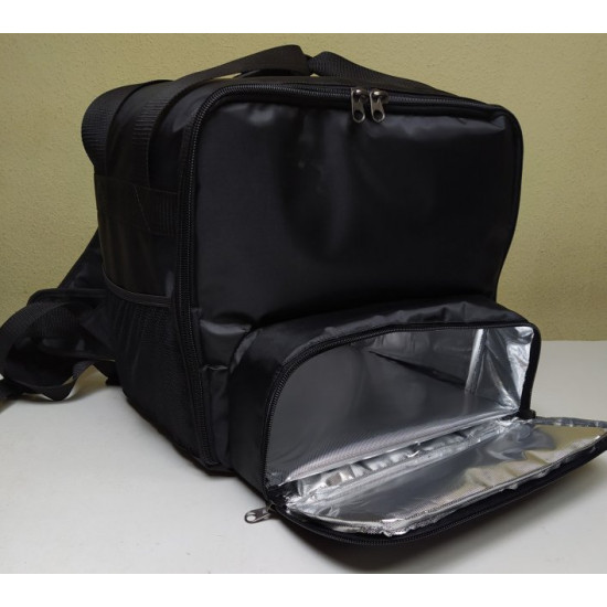 Dolphin thermal backpack for delivery of food, sushi, pizza for a 32x32 box. Black