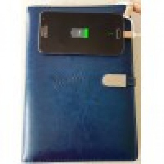 Business diary, Universal Book notepad with 16 GB flash drive + wireless charging Blue