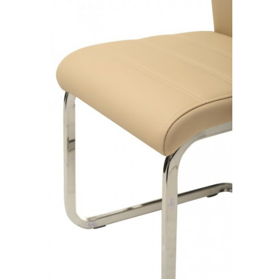 Chair for kitchen, cafe, bar artificial leather + chrome steel S-116 Vetro Mebel Milky