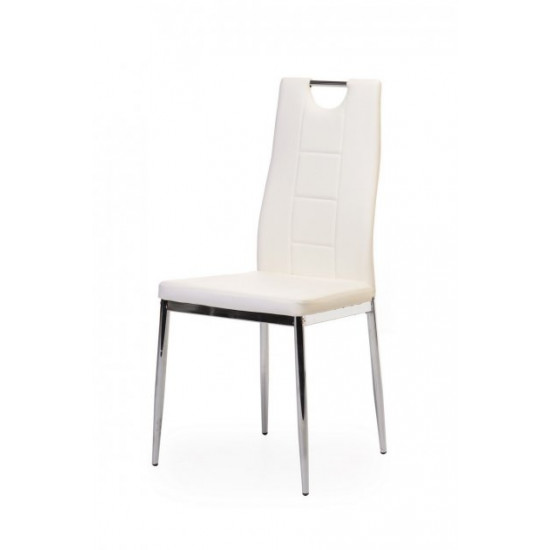 Chair for kitchen, cafe, bar artificial leather + chrome steel N-67 Vetro Mebel White