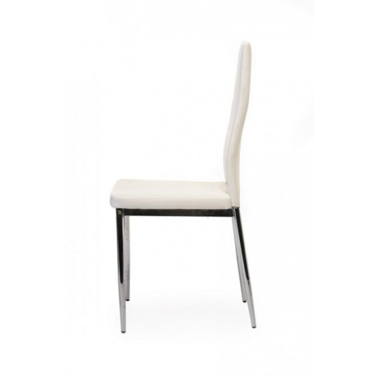 Chair for kitchen, cafe, bar artificial leather + chrome steel N-67 Vetro Mebel White